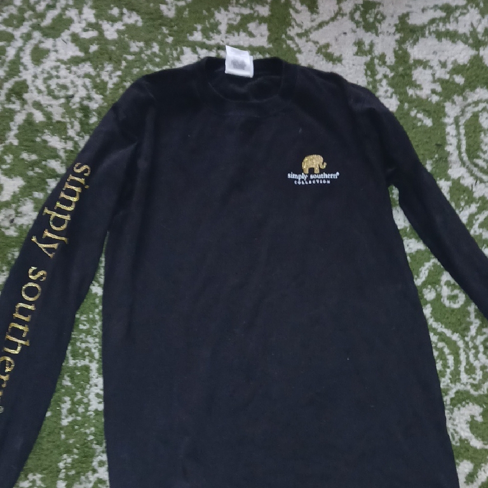 Simply Southern Black Shirt with Gold Accents